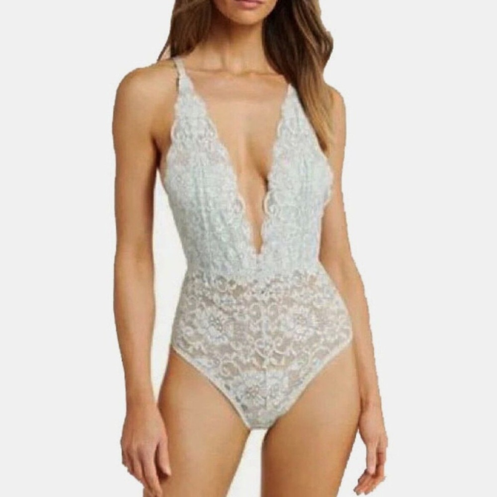 HAH Comin' in HAHT Lace Bodysuit in Something Blue